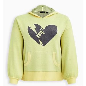Torrid CROP SWEATER HOODIE LUXE COZY LOVESICK HEART YELLOW